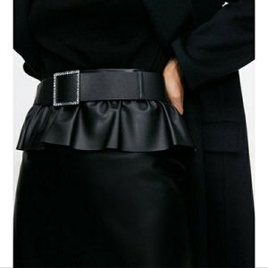 Zara leather black mini skirt